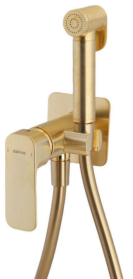 SPY bateria bidetowa podtynkowa ze słuchawką i wężem, złoty mat