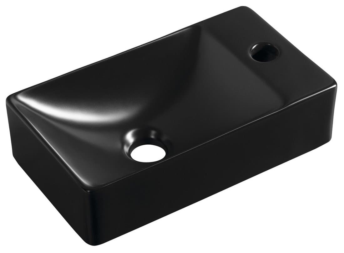MARGITHA umywalka ceramiczna 38x22 cm czarny mat z otworem