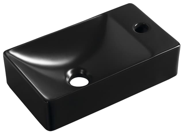 MARGITHA umywalka ceramiczna 38x22 cm czarny mat z otworem