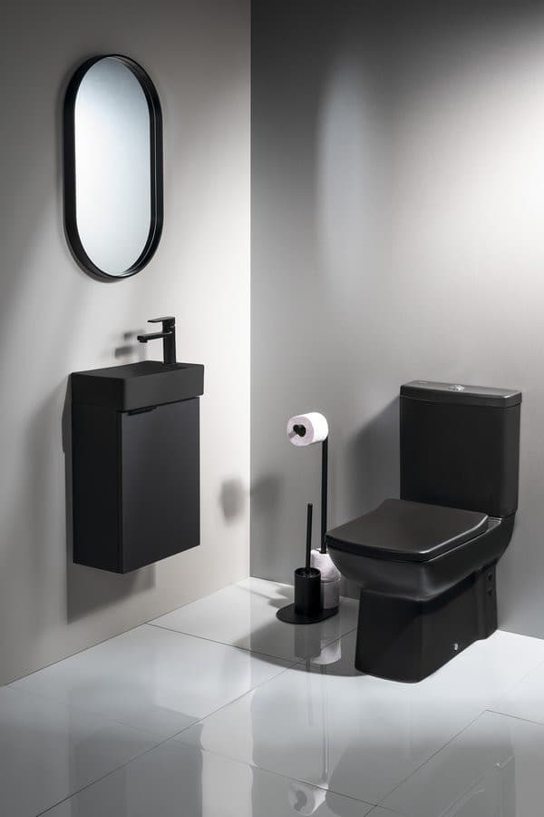 MARGITHA umywalka ceramiczna 38x22 cm czarny mat z otworem