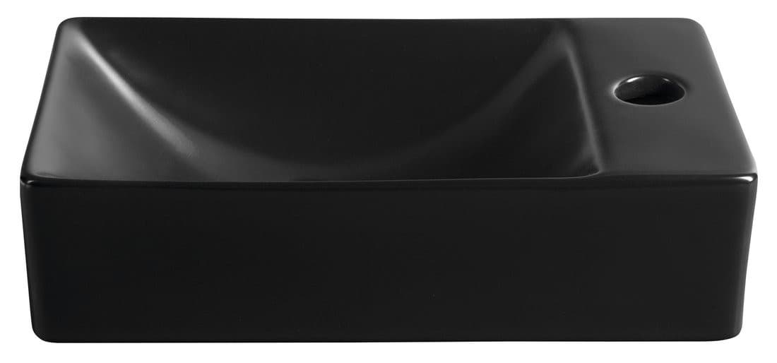 MARGITHA umywalka ceramiczna 38x22 cm czarny mat z otworem