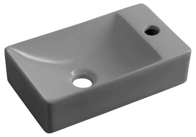 Umywalka ceramiczna MARGITHA 38x22 cm szara z otworem na baterię po prawej