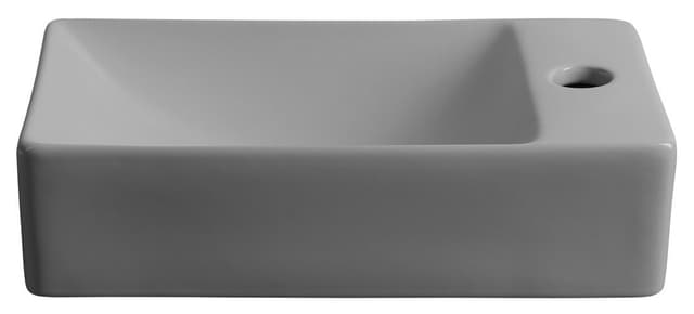 Umywalka ceramiczna MARGITHA 38x22 cm szara z otworem na baterię po prawej