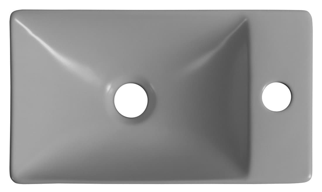Umywalka ceramiczna MARGITHA 38x22 cm szara z otworem na baterię po prawej