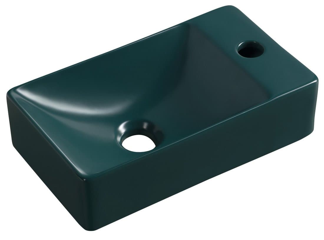 MARGITHA mała umywalka ceramiczna 38x22 cm petrol z otworem na baterię