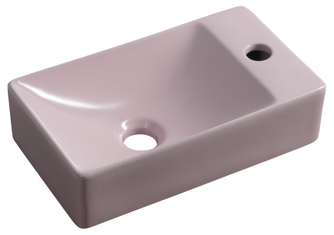 Margitha ceramika mała umywalka 38x22 cm różowa z otworem prawej