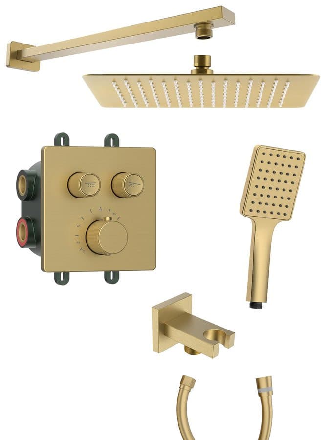 SMART SELECT zestaw prysznicowy podtynkowy termostatyczny, 2 wyjścia, przyłacze kątowe, złoty mat