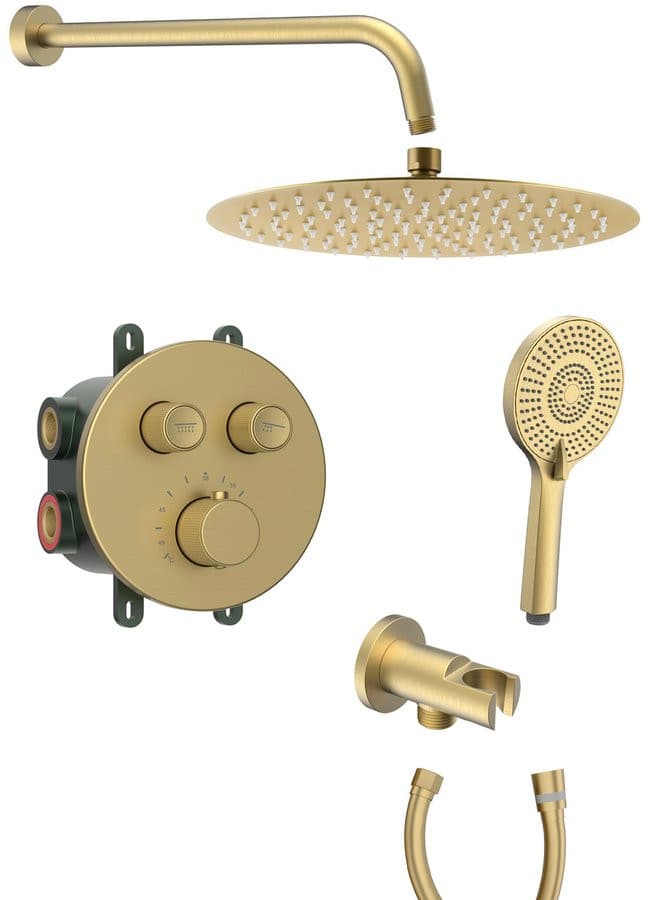 SMART SELECT zestaw prysznicowy podtynkowy termostatyczny, 2 wyjścia, przyłącze katowe, złoty mat