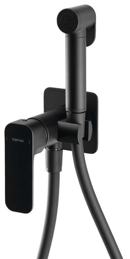 SPY bateria bidetowa podtynkowa ze słuchawką i wężem, czarny mat