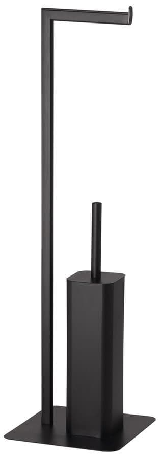 FELIX wieszak na papier toaletowy ze szczotką, stal nierdzewna, czarny mat