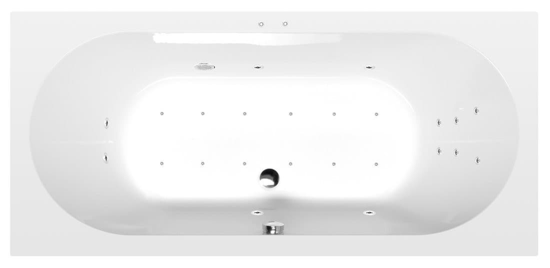 LEVANA wanna z hydromasażem, 170x80x39cm, Attraction Hydro-Air, chrom