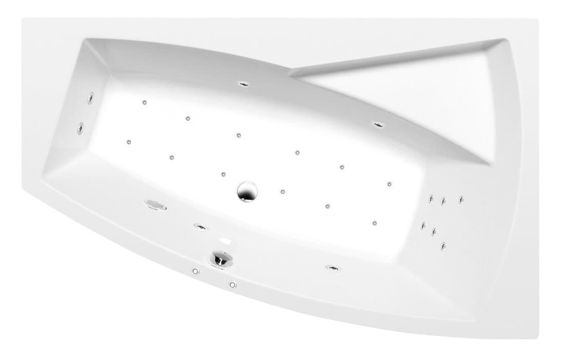 EVIA R wanna z hydromasażem, 170x100x47cm, Attraction Hydro-Air, chrom