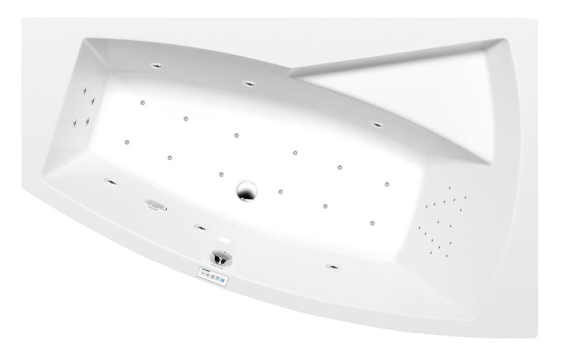 EVIA R wanna z hydromasażem, 170x100x47cm, Highline Hydro-Air, chrom