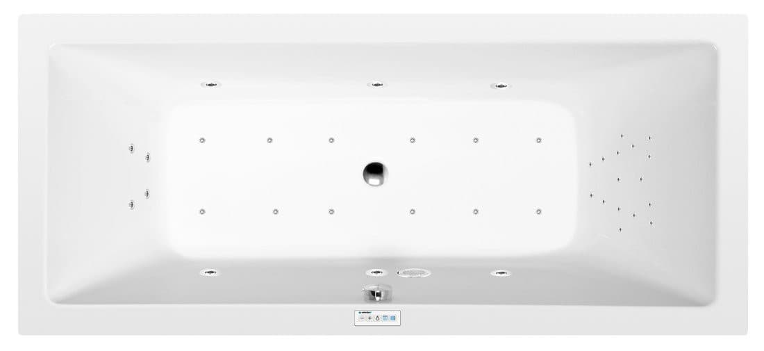 KRYSTA wanna z hydromasażem, 180x80x39cm, Highline Hydro-Air, chrom