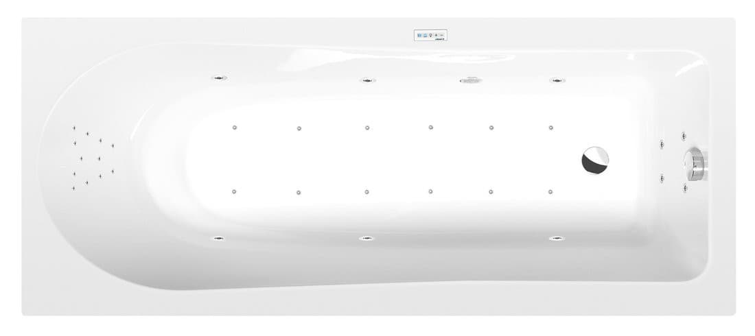 LISA wanna z hydromasażem, 170x70x47cm, Highline Hydro-Air, chrom