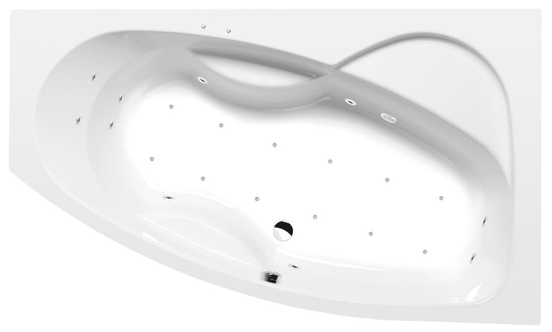 MAMBA R wanna z hydromasażem, 170x100x44cm, Active Hydro-Air, chrom