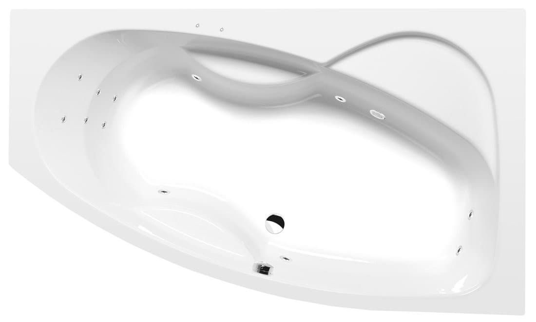 MAMBA R wanna z hydromasażem, 170x100x44cm, Attraction Hydro, chrom