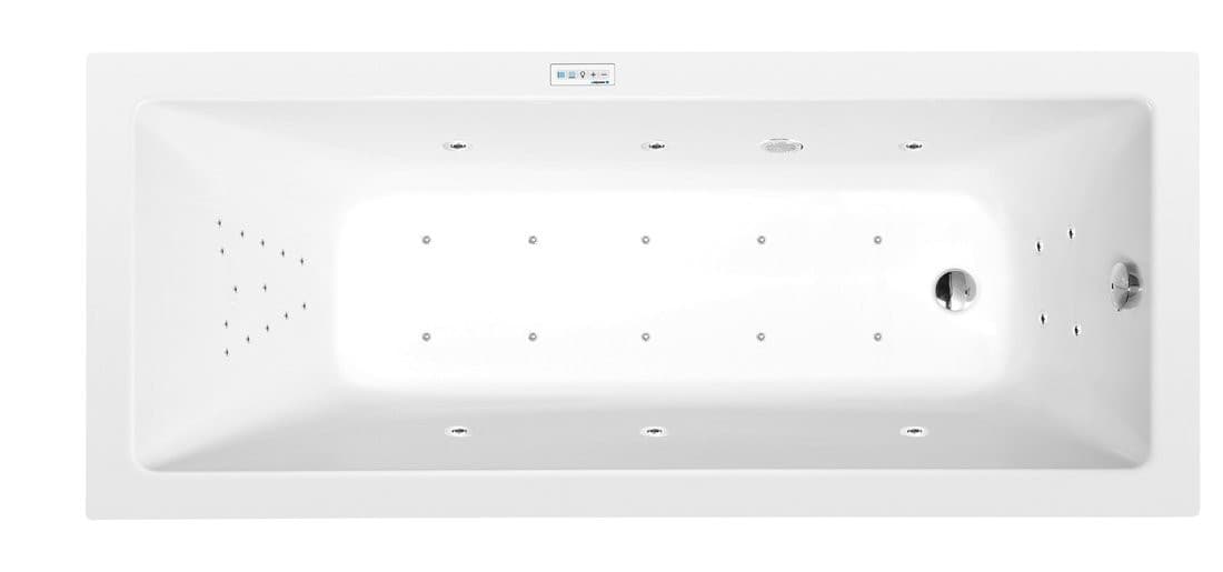 NOEMI wanna z hydromasażem, 160x70x39cm, Highline Hydro-Air, chrom