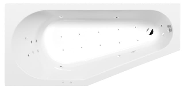 PROJEKTA L wanna z hydromasażem, 160x80x44cm, Attraction Hydro-Air, chrom