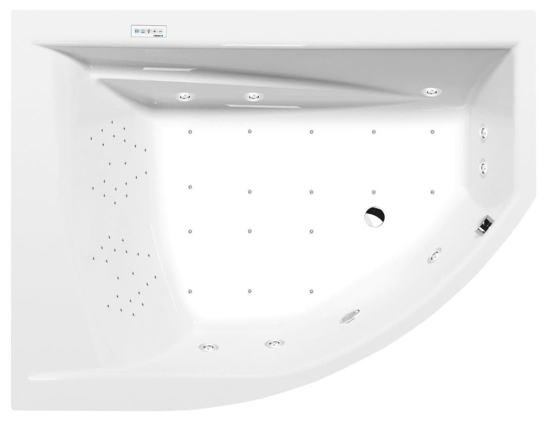 TANDEM L wanna z hydromasażem, 170x130x50cm, Highline Hydro-Air, chrom