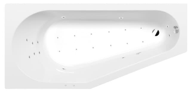 TIGRA L wanna z hydromasażem, 170x80x46cm, Attraction Hydro-Air, chrom