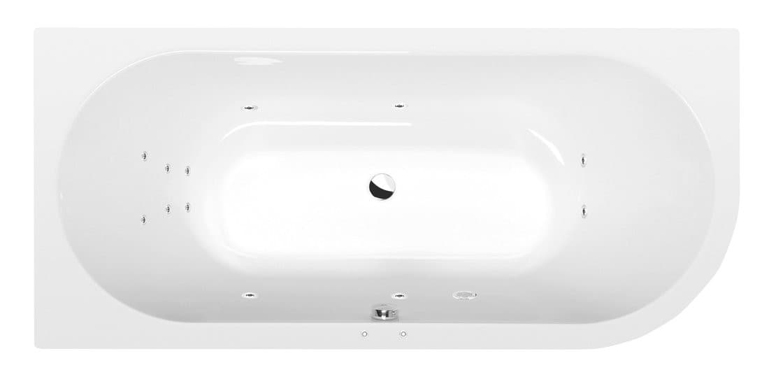 VIVA L wanna z hydromasażem, 185x80x47cm, Attraction Hydro, chrom