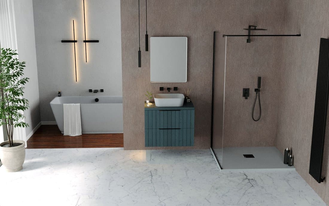 FLEXIA brodzik kompozytowy z możliwością docinania 150x90cm, szary mat