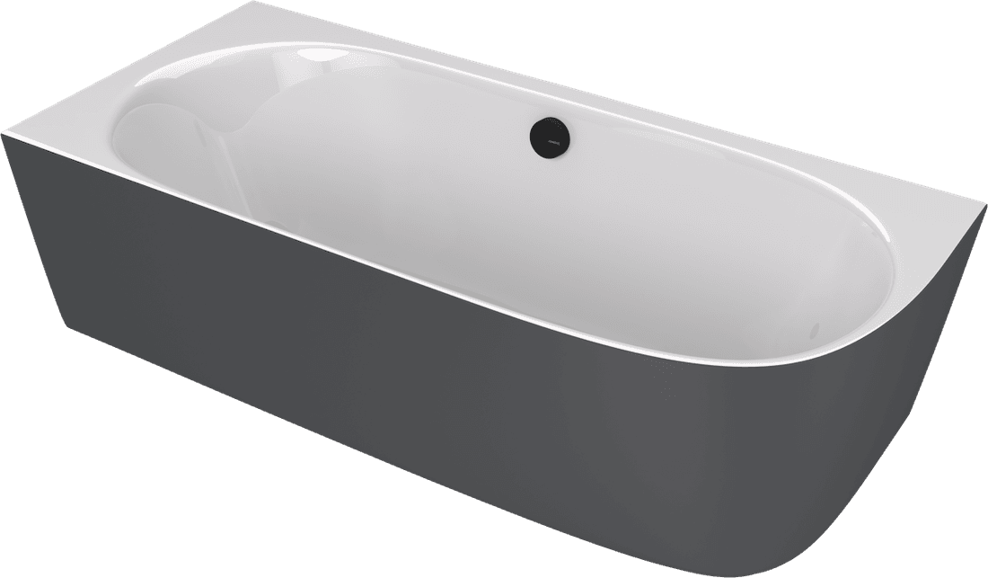 SUSSI L wanna przyścienna, narożna, kompozyt, 160x70x50cm, biały/antracyt mat