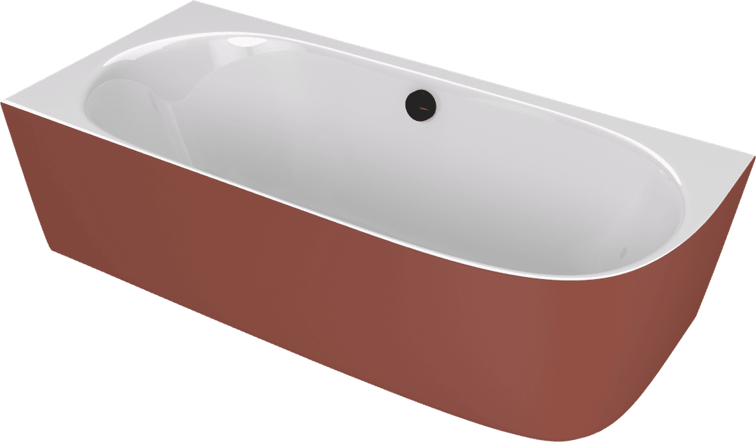 SUSSI L wanna przyścienna, narożna, kompozyt, 160x70x50cm, biały/brązowy mat