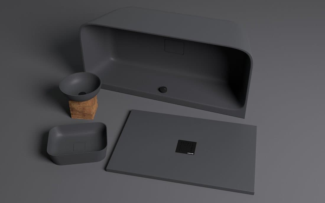 SKYLLA wanna wolnostojąca przyścienna 169x75x60cm, kompozyt, antracyt mat