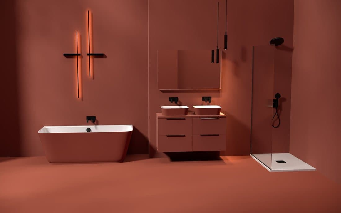 SKYLLA wanna wolnostojąca przyścienna 169x75x60cm, kompozyt, biały/ brązowy mat