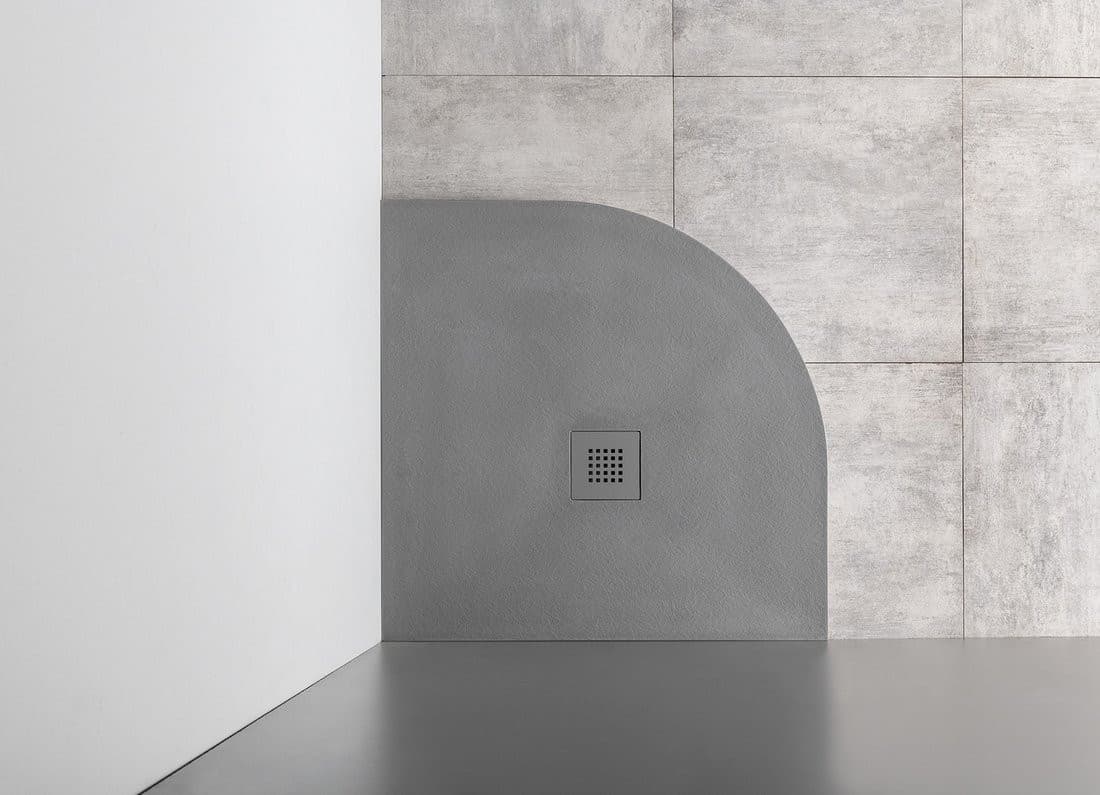 MITIA brodzik prysznicowy kompozytowy, półokrągły 90x90cm, szary