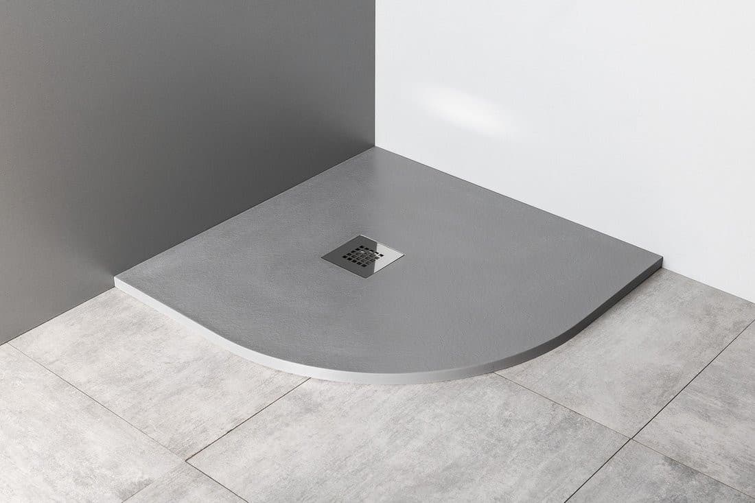 MITIA brodzik prysznicowy kompozytowy, półokrągły 90x90cm, szary