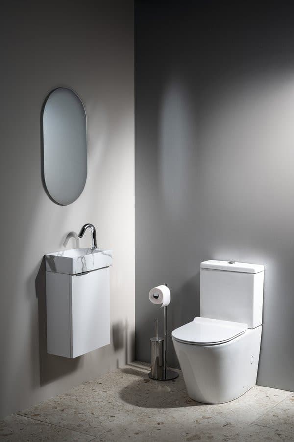 MARGITHA mała umywalka ceramiczna 38x22 cm z otworem na baterię, różowa