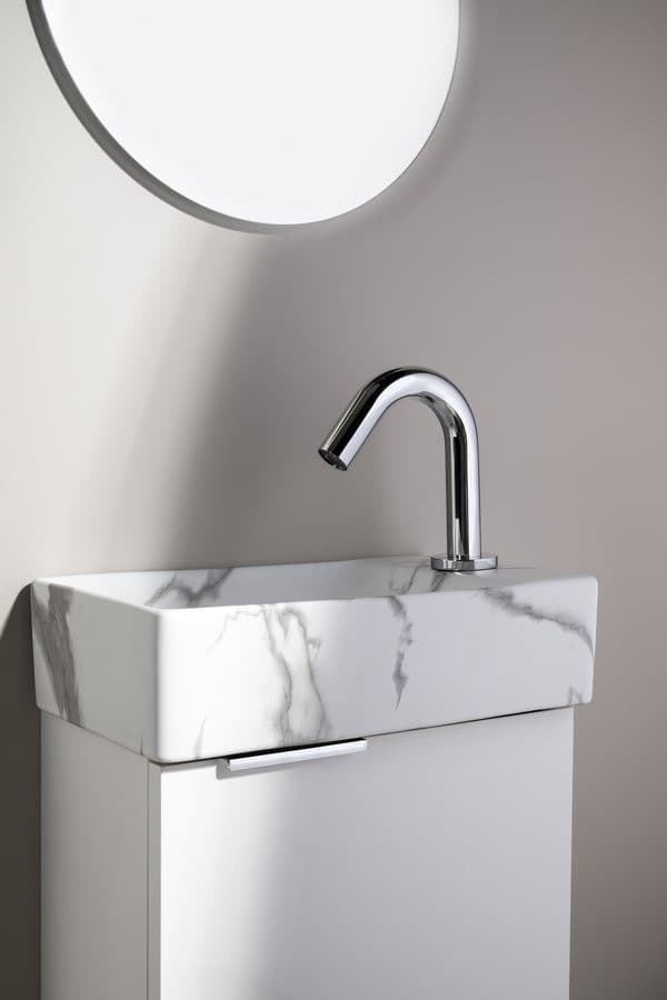 MARGITHA mała umywalka ceramiczna 38x22 cm z otworem na baterię, różowa