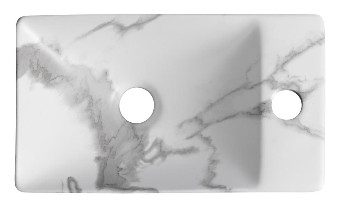 MARGITHA mała umywalka ceramiczna 38x22 cm z otworem na baterię, różowa