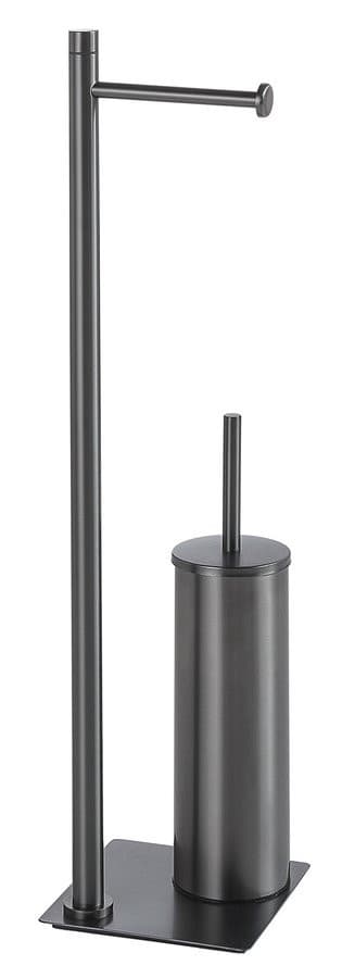 Stojak TRILLY z wieszakiem na papier toaletowy i szczotką, gun metal