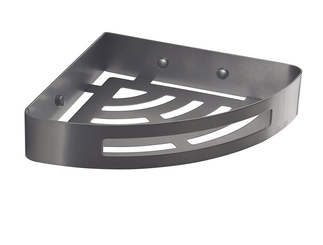 SMART półka narożna stal nierdzewna gun metal 210x45x210mm