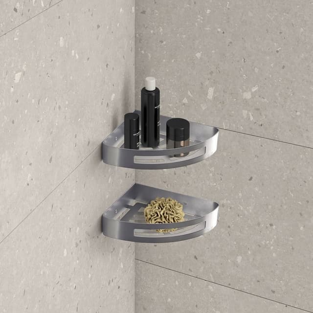 SMART półka narożna stal nierdzewna gun metal 210x45x210mm