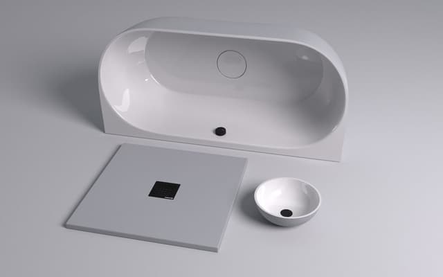 BANERA ROUND umywalka nablatowa kompozytowa Ø 39 cm szara