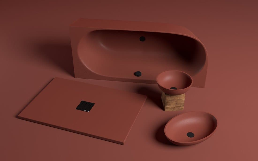 BANERA ROUND umywalka kompozytowa nablatowa, Ø 39 cm, brązowy mat