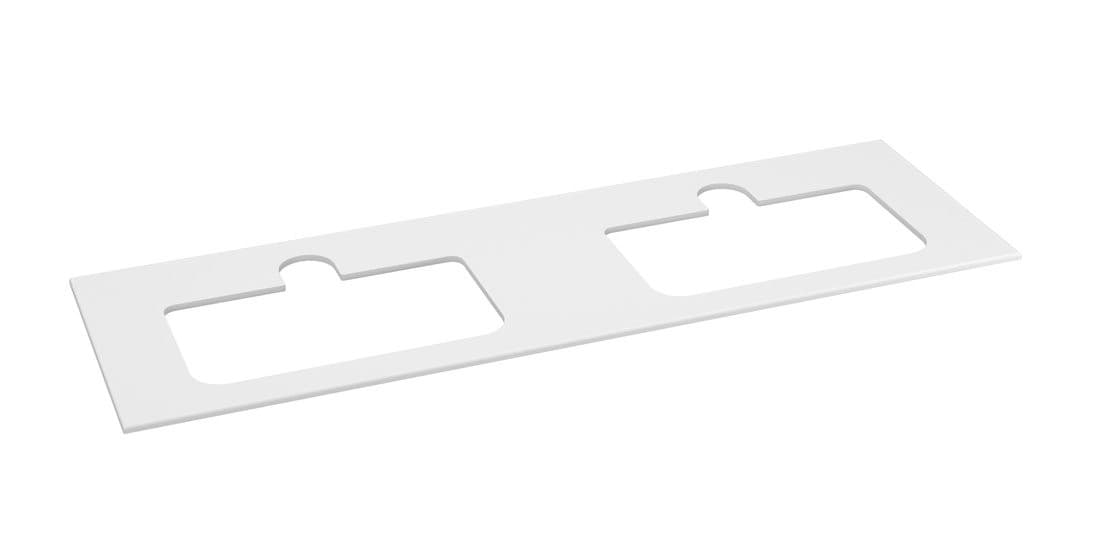 BRAHEA Rockstone blat z 2 otworami 161x51,5cm (80+80cm), biały mat