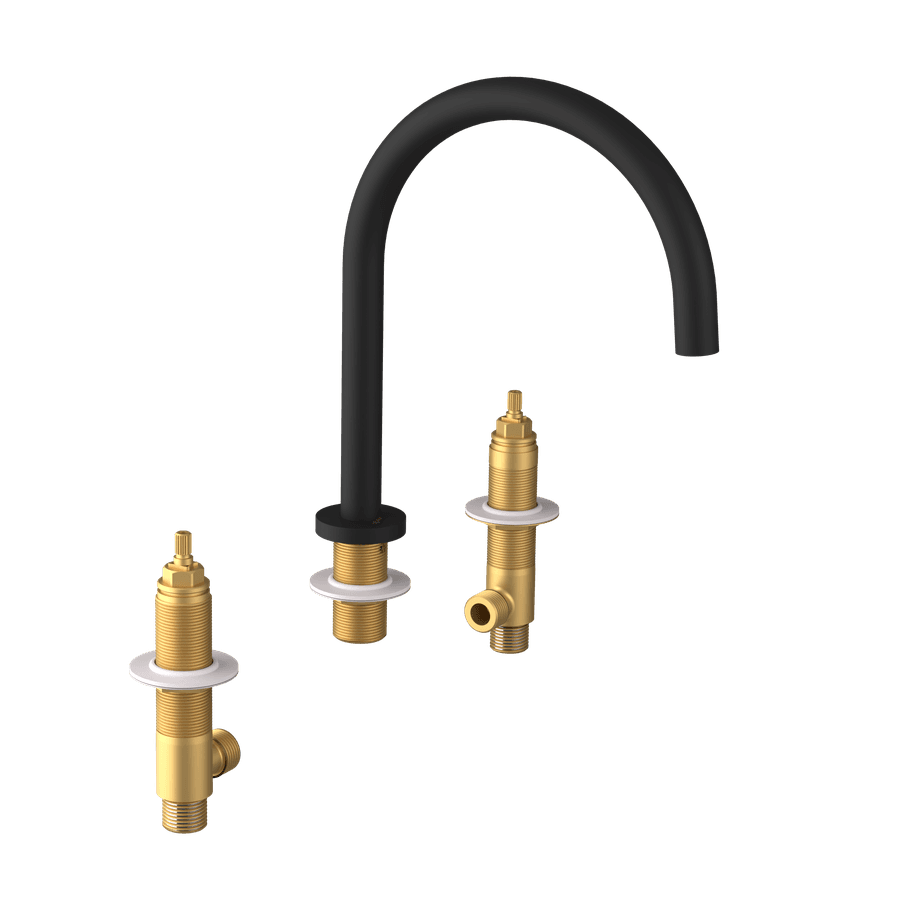 ULTRAMIX korpus do baterii umywalkowej 3-elementowy bez odpływu, czarny mat