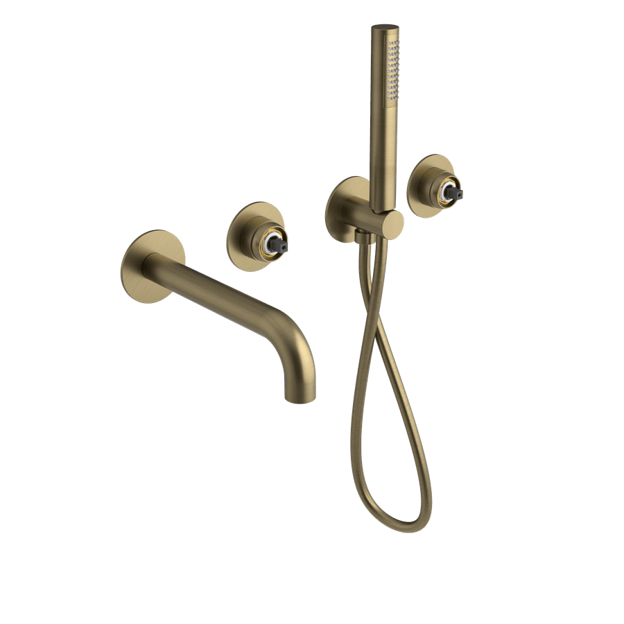 ULTRAMIX korpus baterii wannowej podtynkowej z wylewką i główką prysznicową, złoty mat