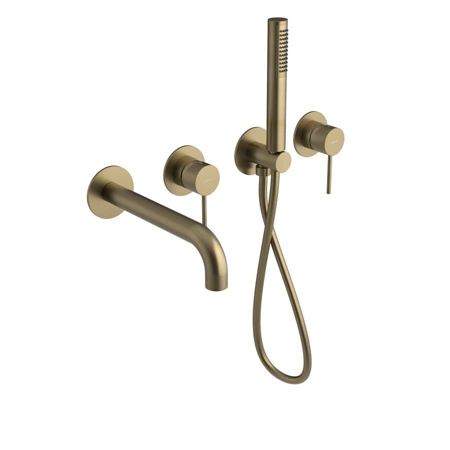 ULTRAMIX bateria wannowa podtynkowa, kompletna, 2 wyjścia, matowe złoto