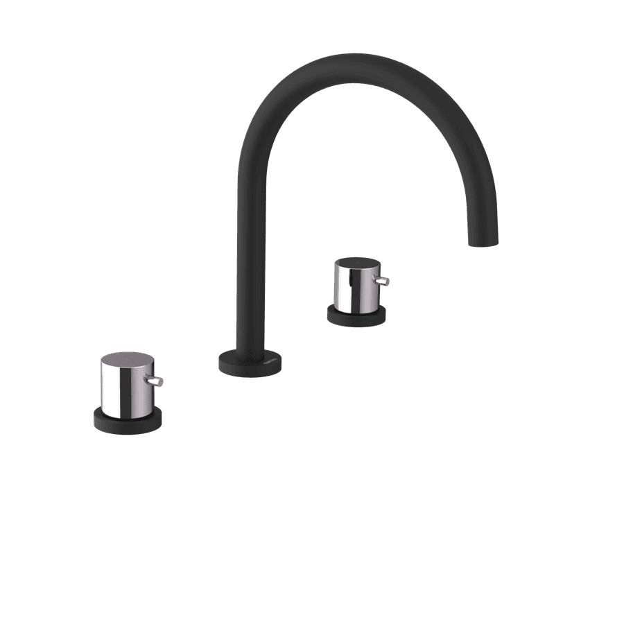 Bateria umywalkowa ULTRAMIX, trzyelementowa bez odpływu, czarny mat/chrom