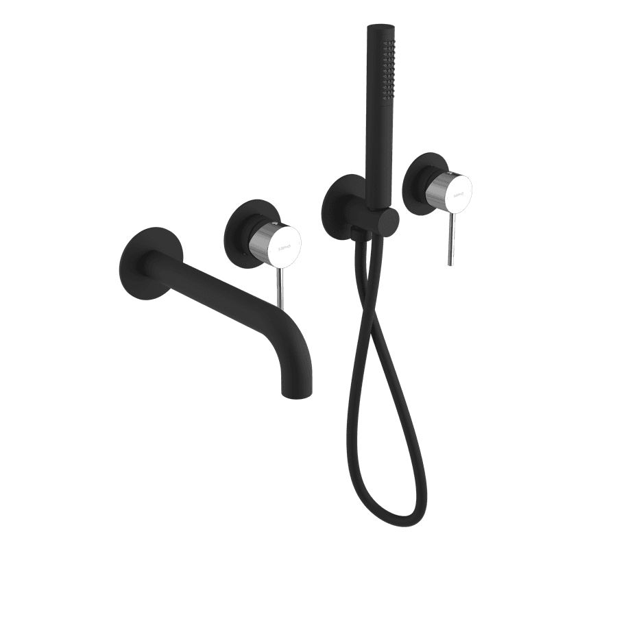 ULTRAMIX bateria wannowa podtynkowa z 2 wyjściami, czarny mat/chrom