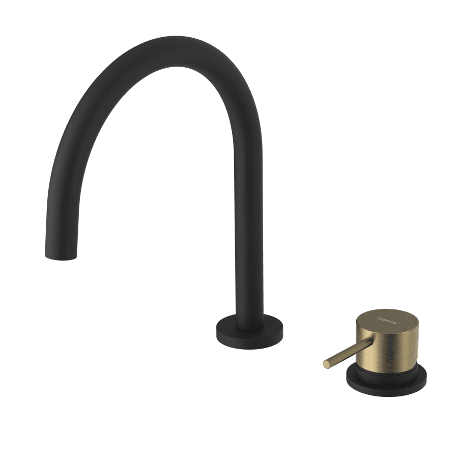 ULTRAMIX bateria umywalkowa dwuelementowa bez odpływu, matowy czarny/złoty