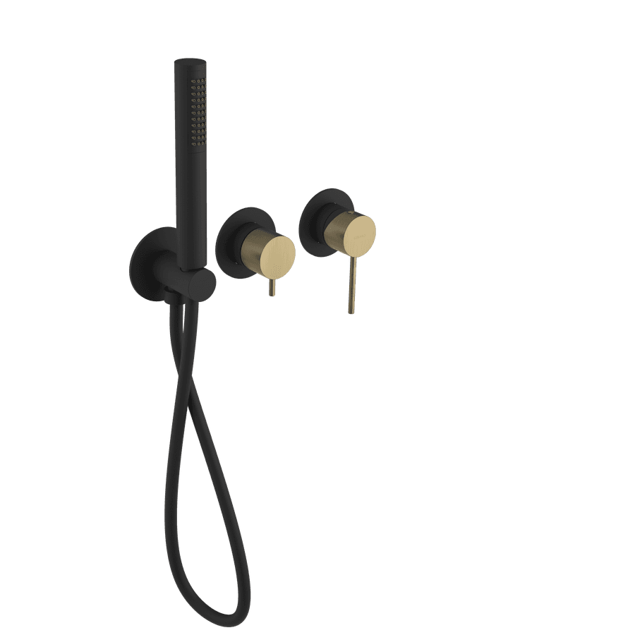 Bateria prysznicowa podtynkowa ULTRAMIX, 2-funkcyjna, czarny mat/złoto mat