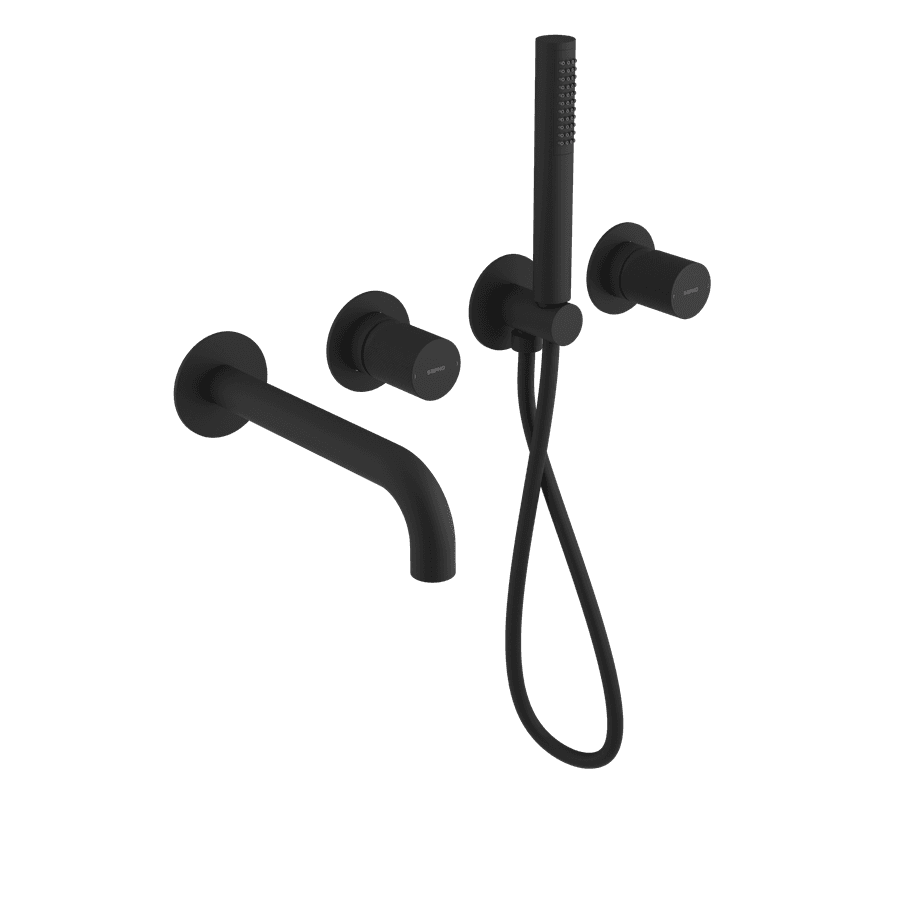 ULTRATAP bateria wannowa podtynkowa, kompletna z 2 wyjściami, czarny mat